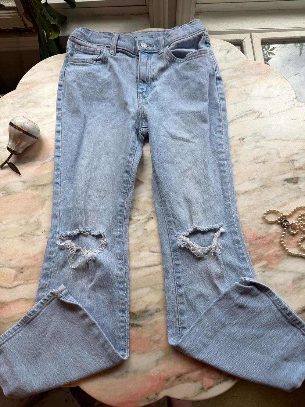 Old Navy Girls High-Rise Flare Distressed Jeans Size 14